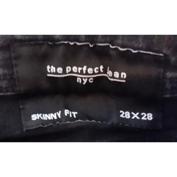 The Perfect Jean Nyc Mens 28X28 Black Skinny Fit Zip Fly Stretch Denim Pants - Picture 3 of 6